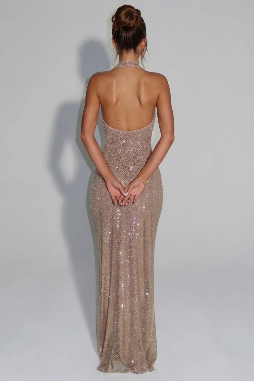 Aurora Rhinestone Maxi Dress - Gold